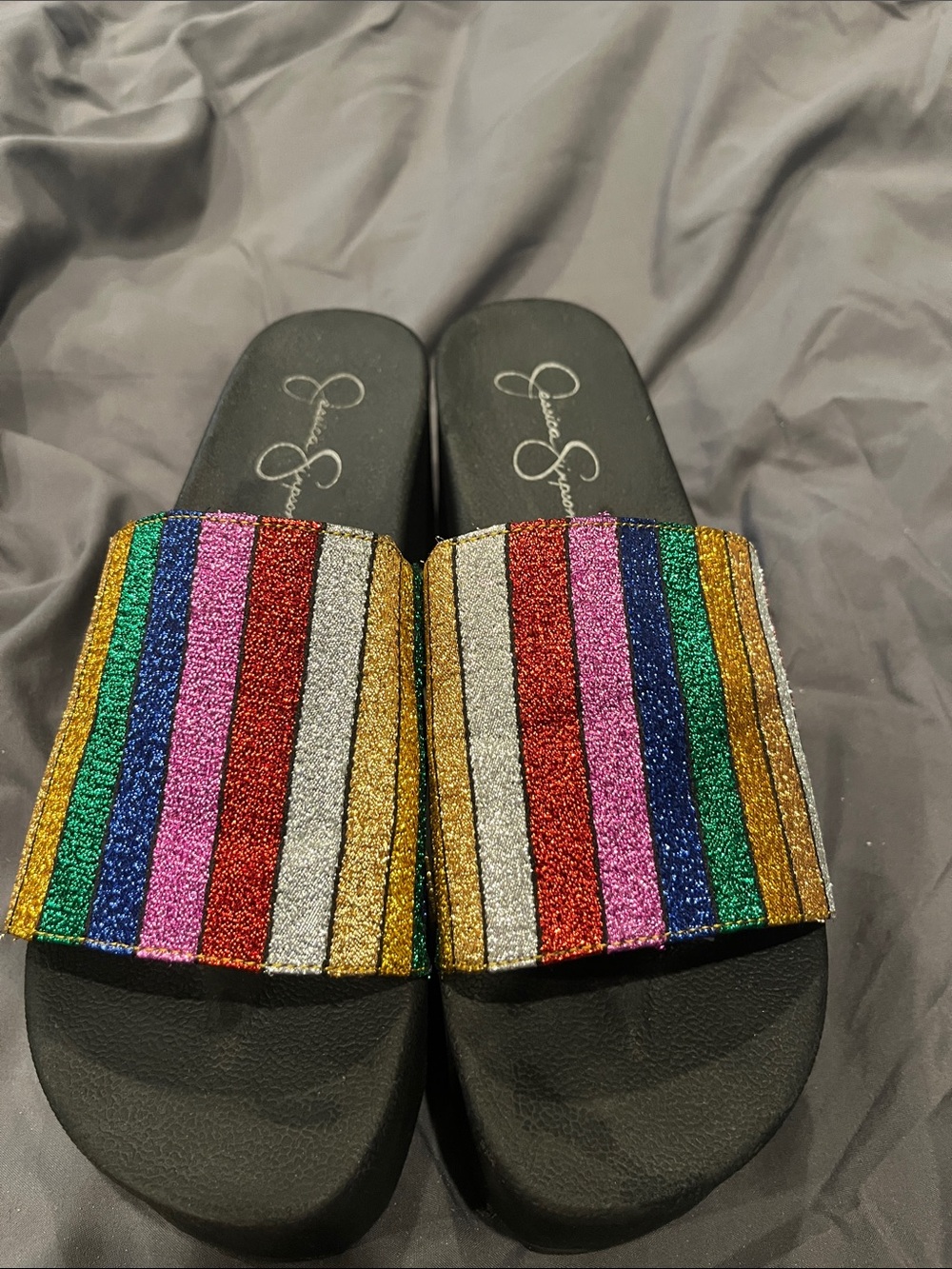 Jessica Simpson Glitter Rainbow Platform Slide - Multicolor